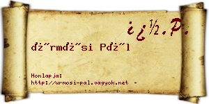 Ürmösi Pál névjegykártya